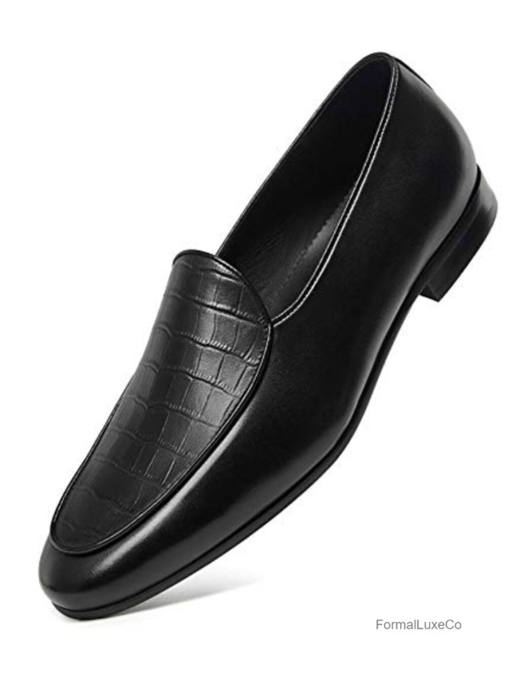 Men's Slip-On Loafers Leather Formal Dress Shoes Pointed Toe